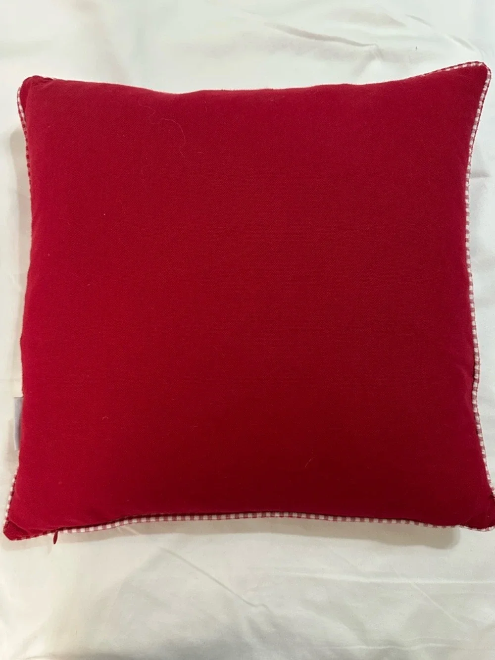 RAE DUNN BELIEVE CHRISTMAS PILLOW RED FARMHOUSE COTTAGE CABIN HOLIDAY DECOR 18”